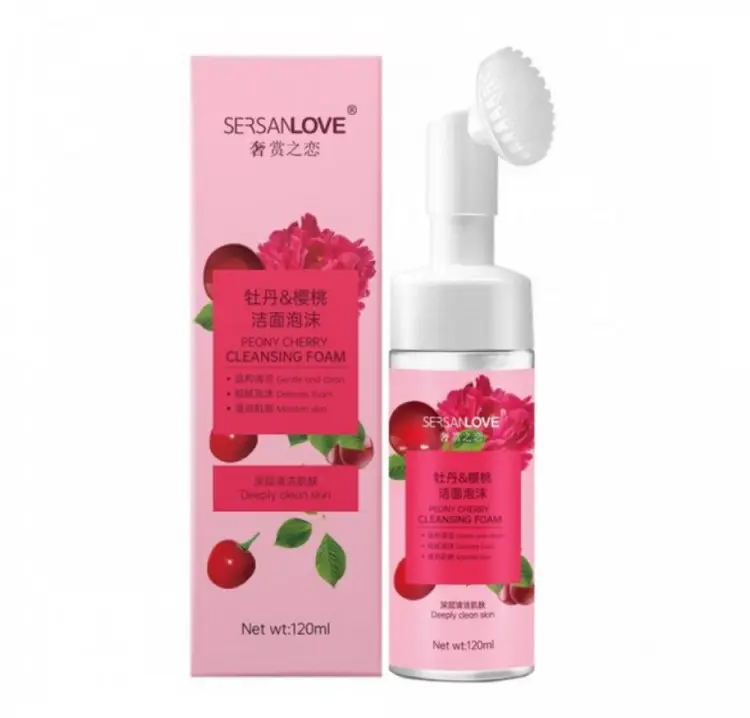 Пінка-мус зі щіточкою для вмивання Sersanlove Peony Cherry Cleansing Foam з екстрактом вишні і півонії - Зображення 2