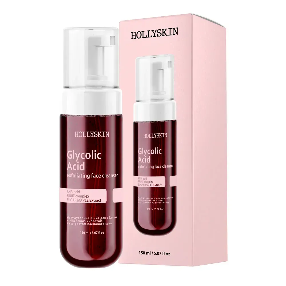 Пінка для обличчя з гліколевою кислотою й екстрактом кленового соку HOLLYSKIN Glycolic Acid